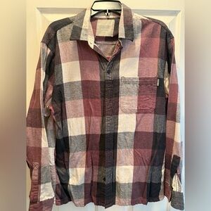 Hollister Men's Checkered Shirt - Black, White, and Maroon